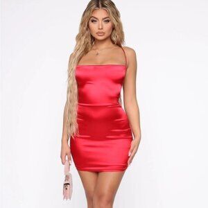 NWT FASHION NOVA TAKE ME HIGHER SATIN MINI SLIP L